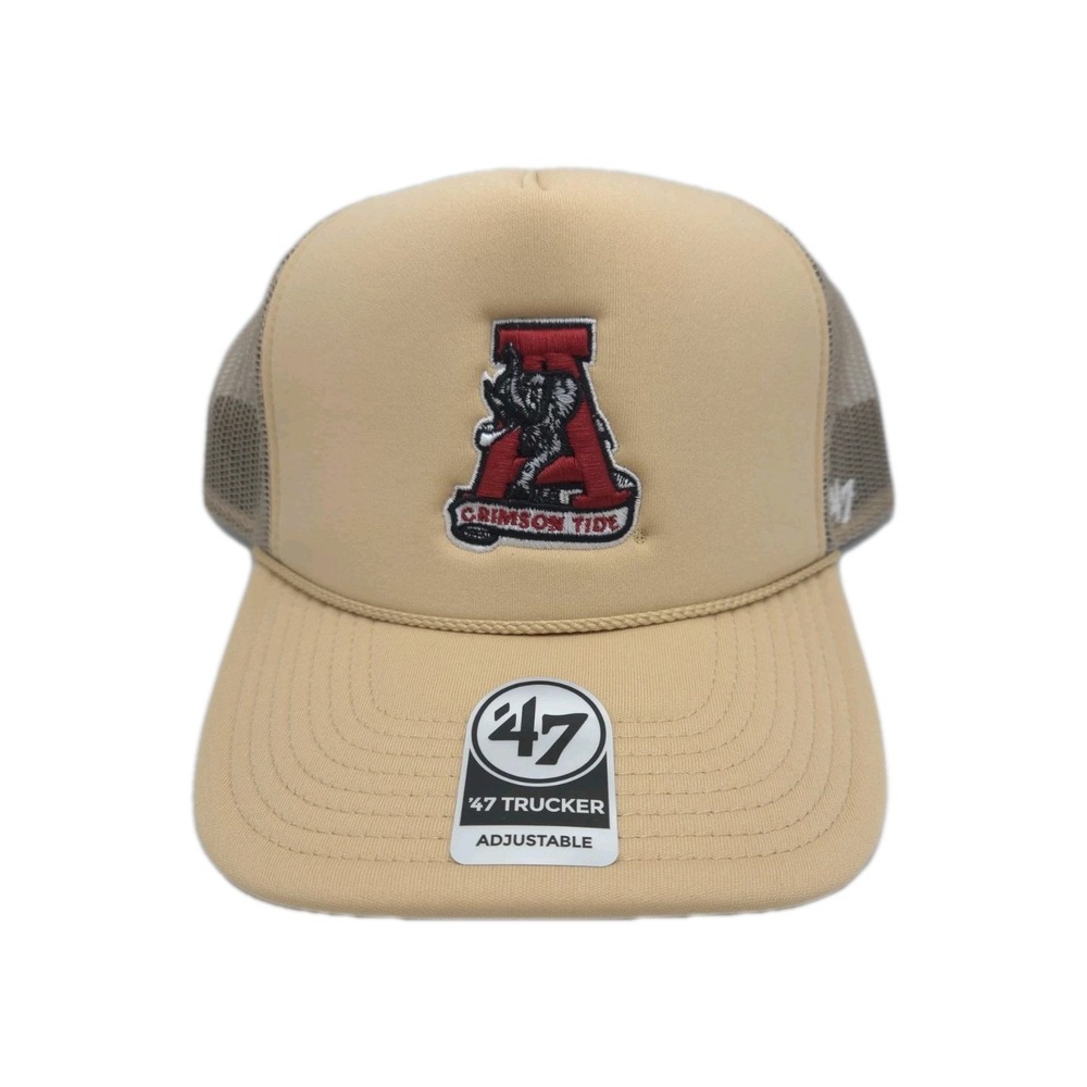47 Brand Alabama Crimson Tide - Khaki Foam Mesh Rope Trucker Snapback Hat